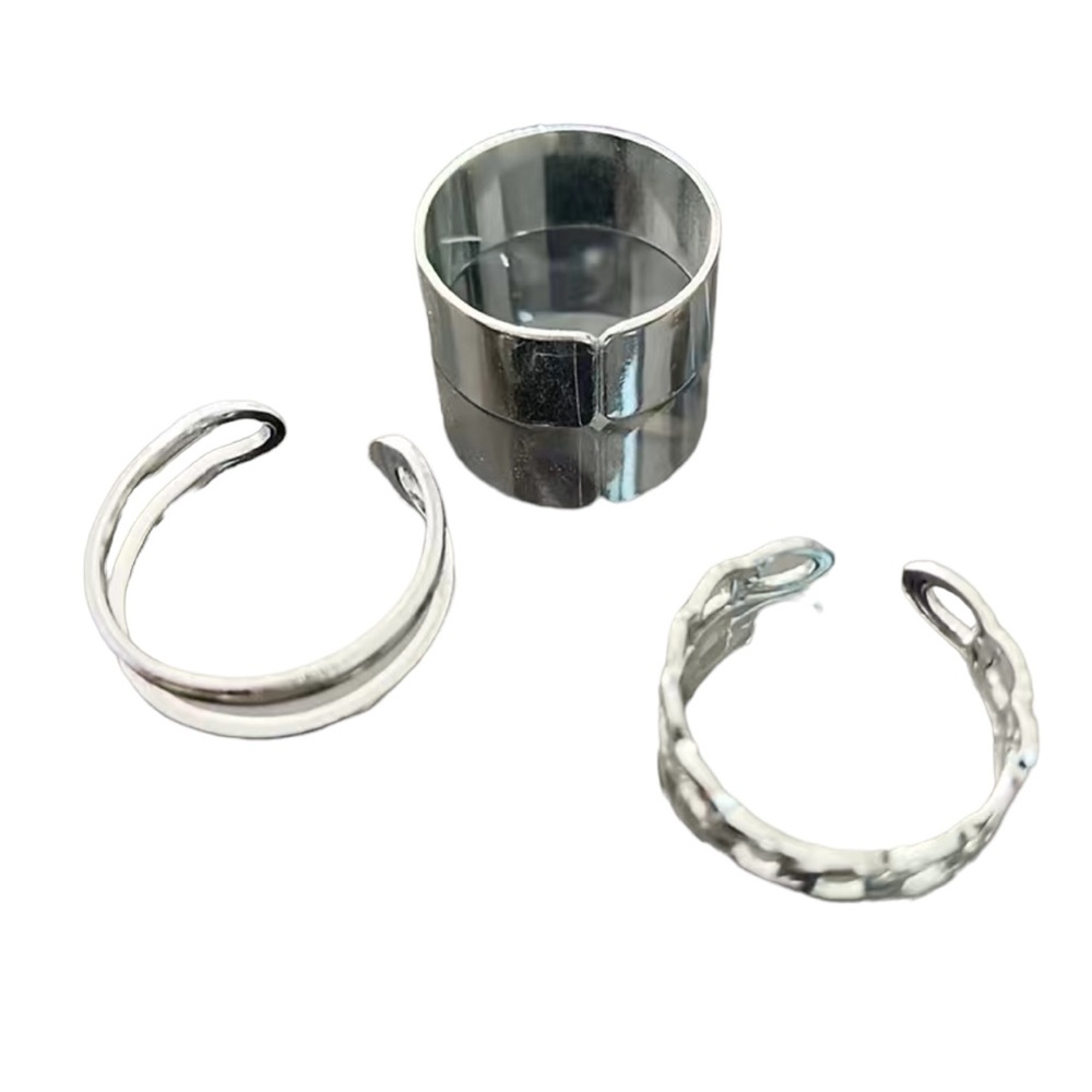 3 Piece Silver Cuff Ring Set Stackable - image 5